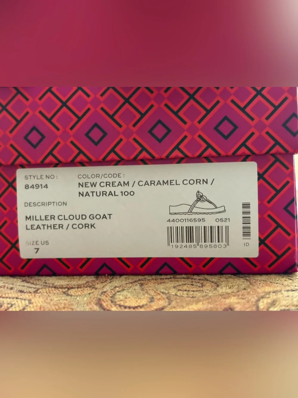 Tory Burch Miller Cloud Goat Leather/Cork Sandal Size 7  NIB